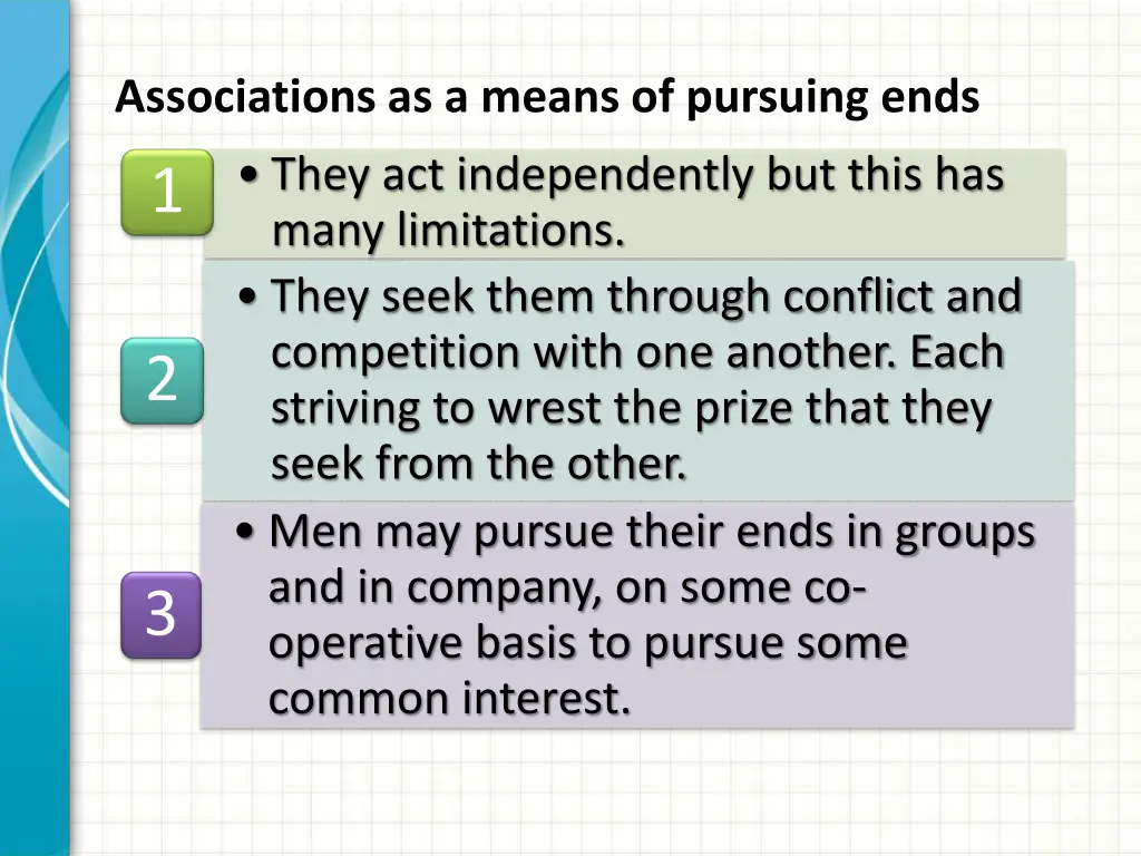 associations as a means of pursuing ends