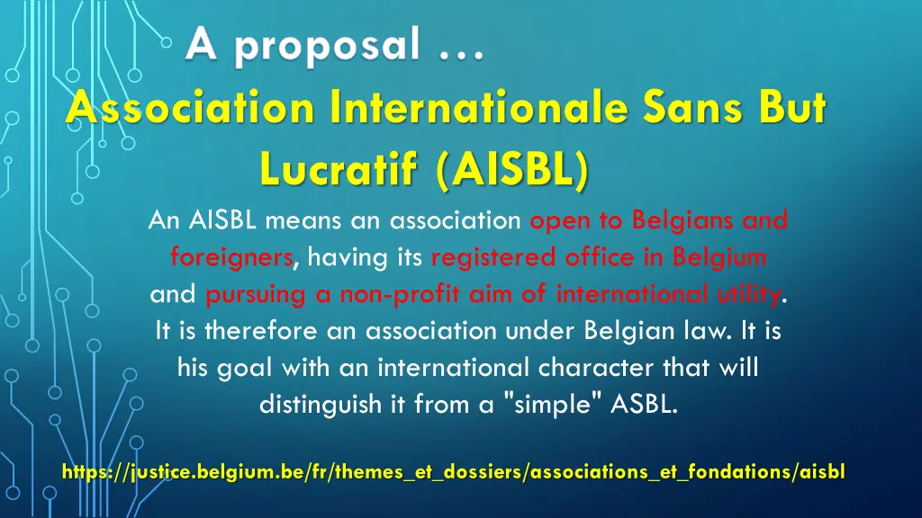 a proposal association internationale sans