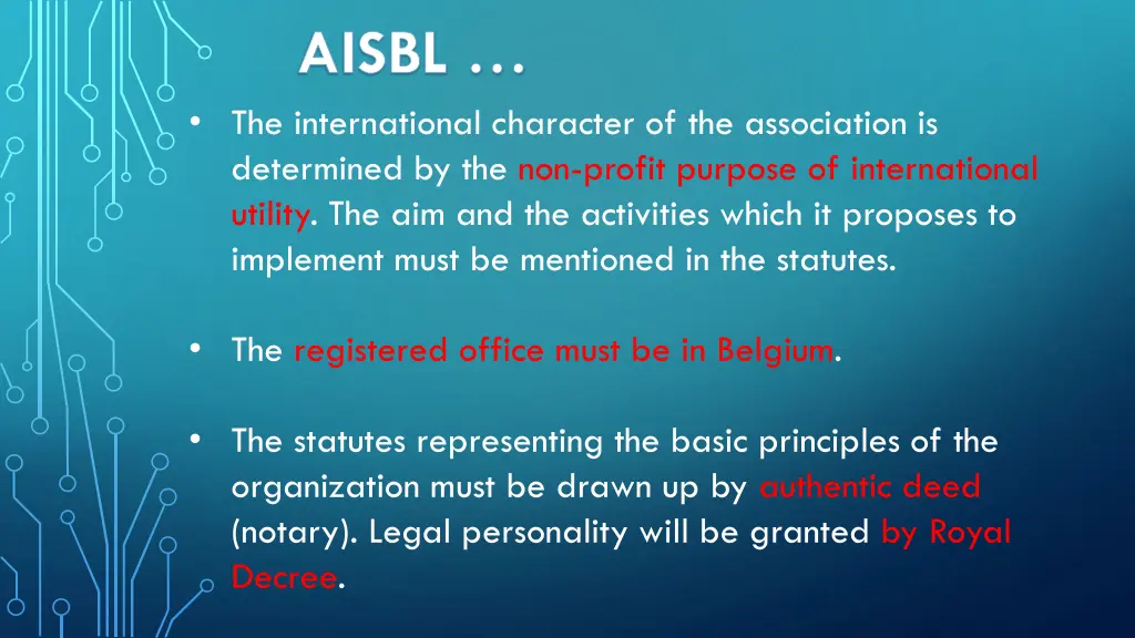 aisbl the international character