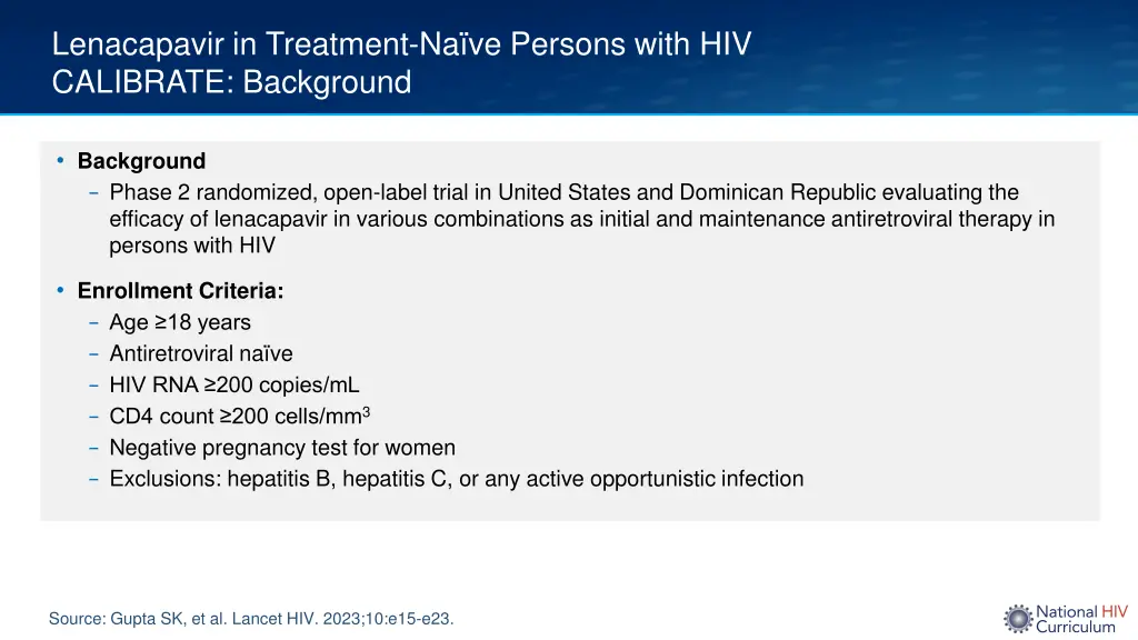 lenacapavir in treatment na ve persons with