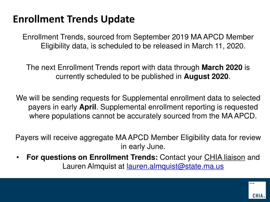 enrollment trends update