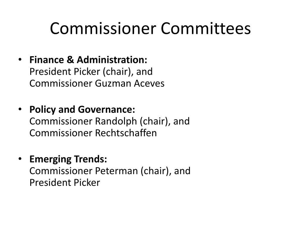 commissioner committees