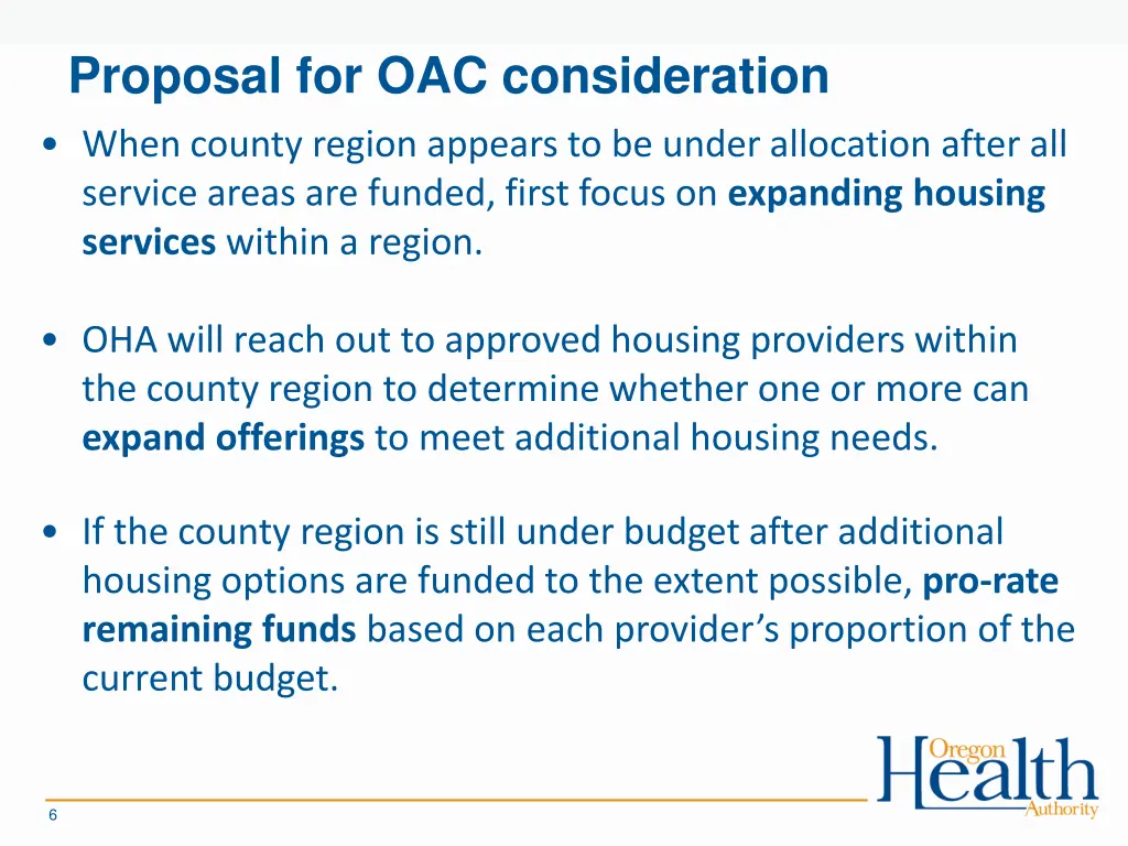 proposal for oac consideration