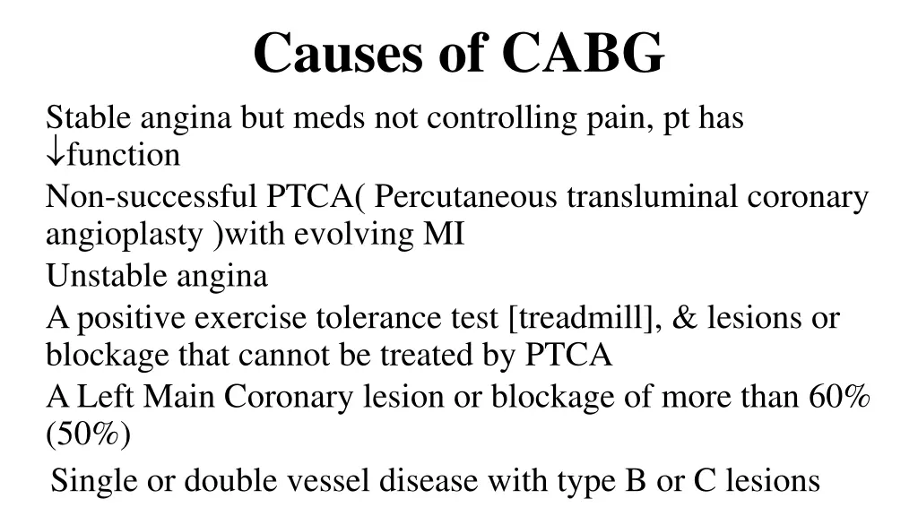causes of cabg stable angina but meds