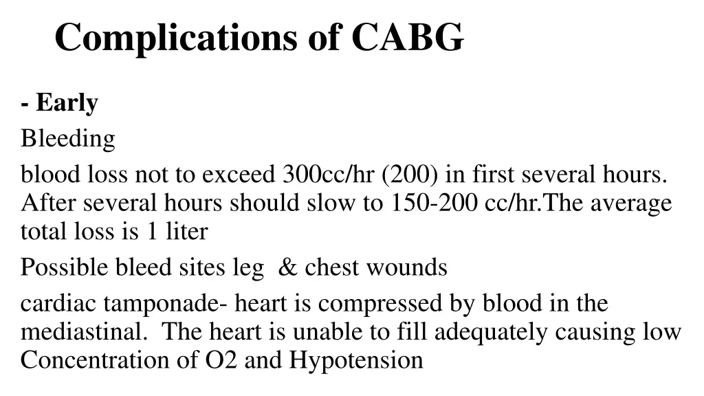 complications of cabg