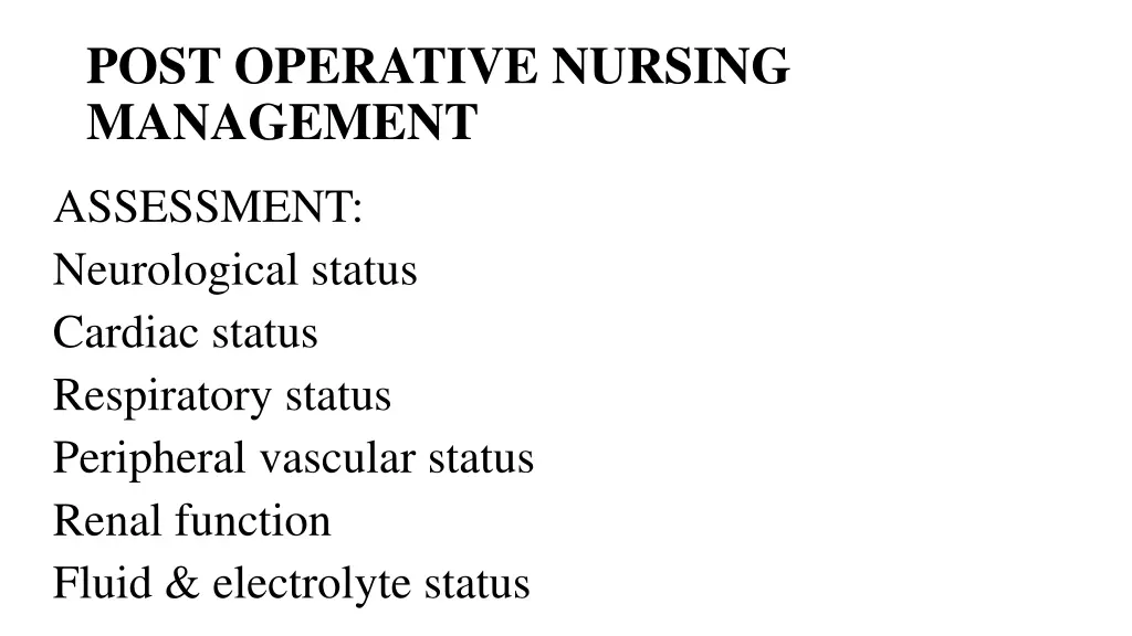 post operative nursing management