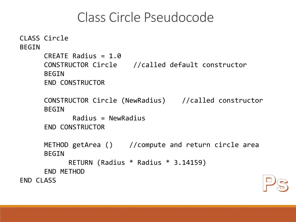 class circle pseudocode