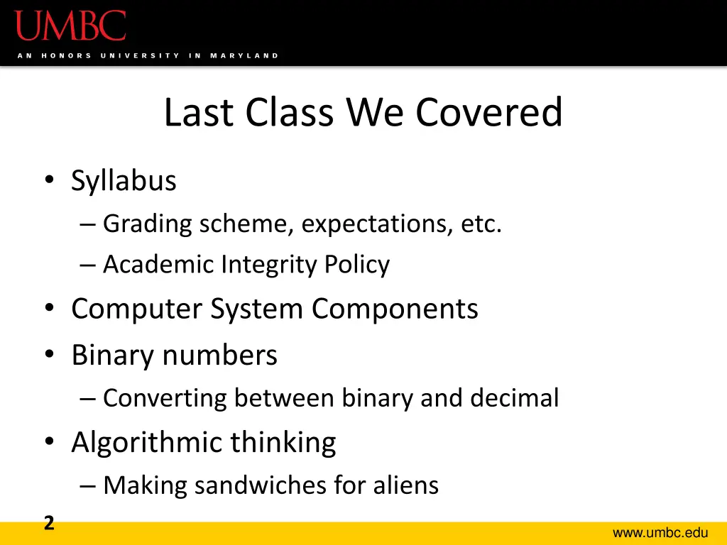 last class we covered