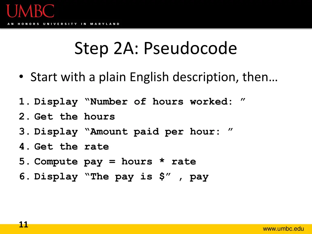 step 2a pseudocode