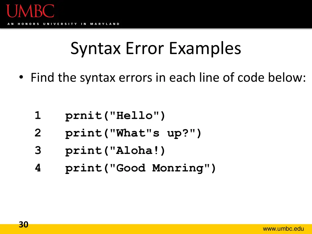 syntax error examples