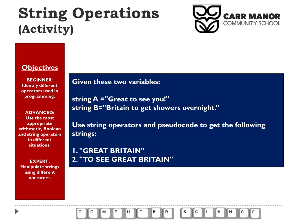 string operations activity