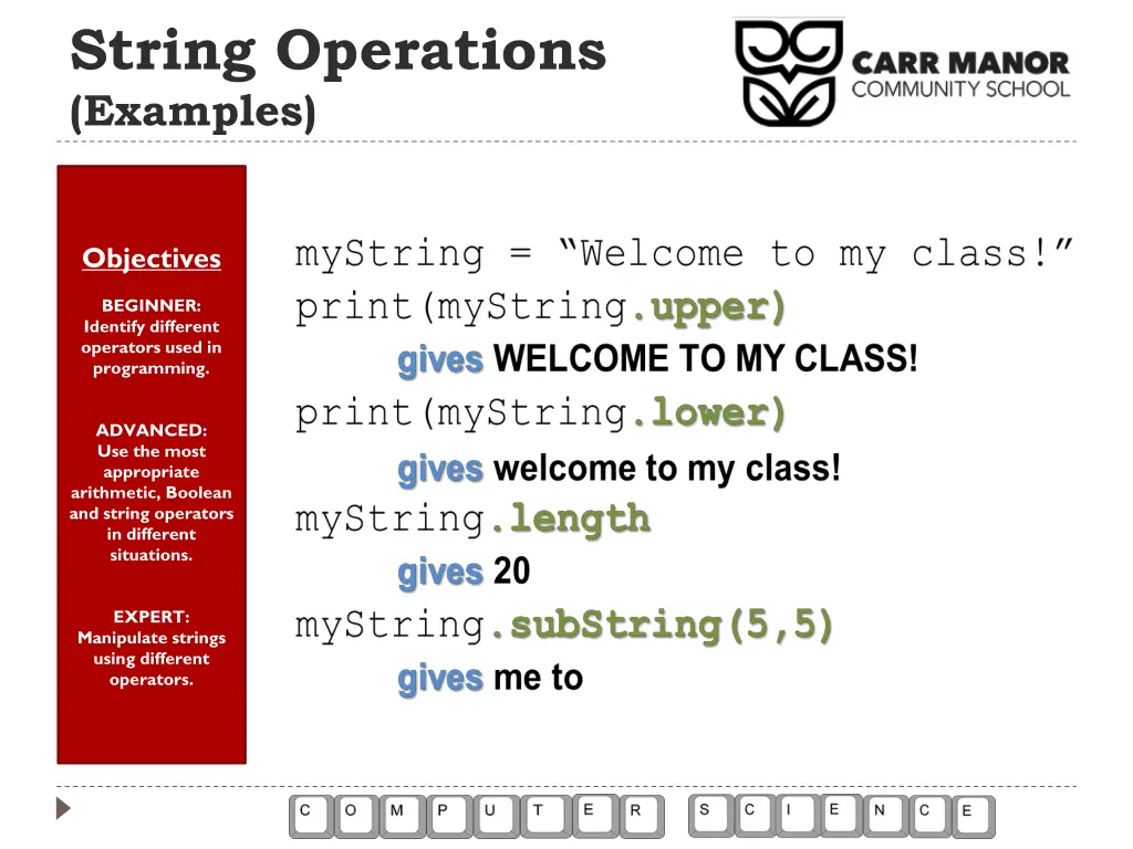 string operations examples