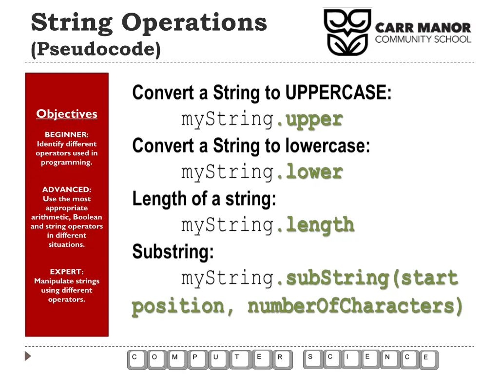 string operations pseudocode