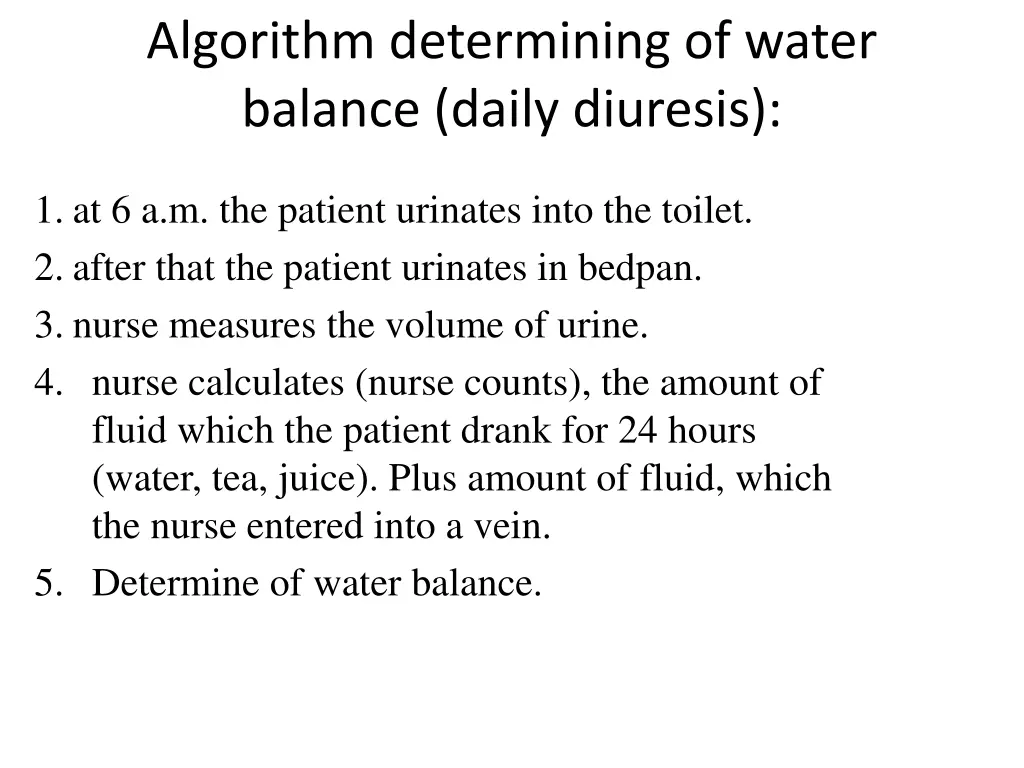 algorithm determining of water balance daily