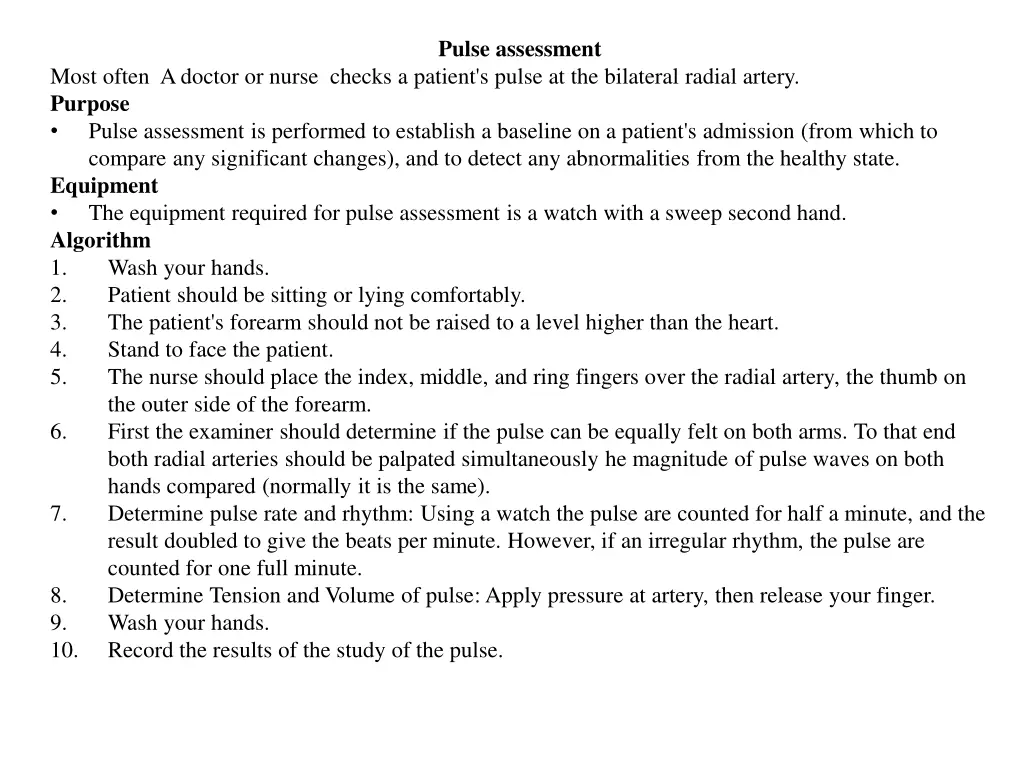 pulse assessment