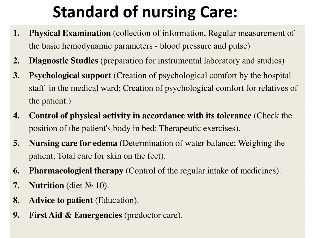 standard of nursing care