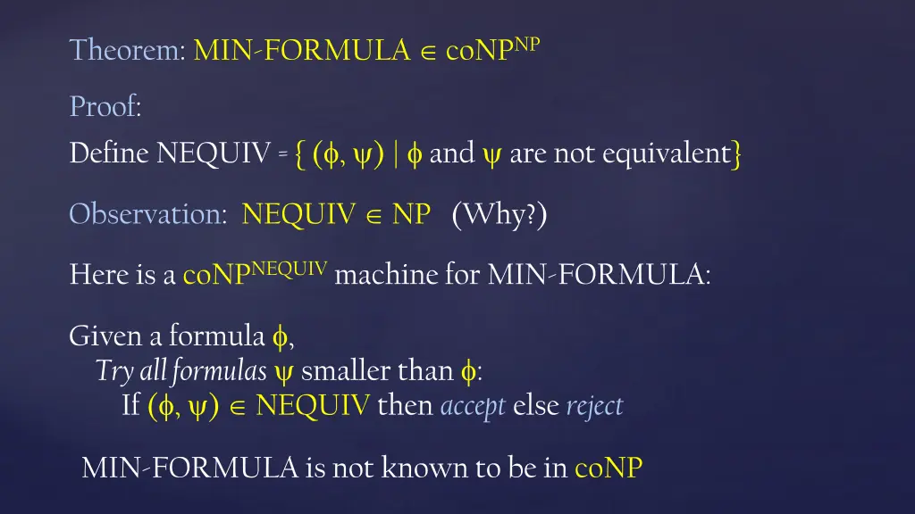theorem min formula conp np