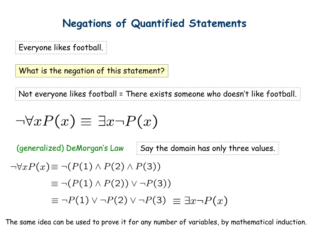 negations of quantified statements