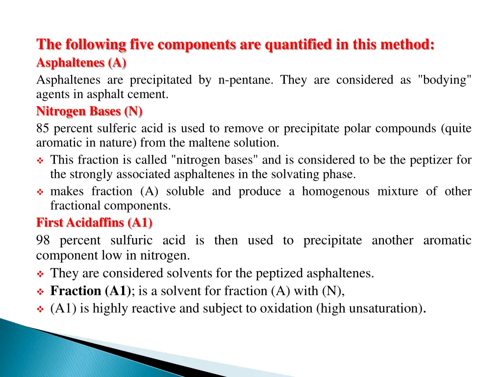the following five components are quantified