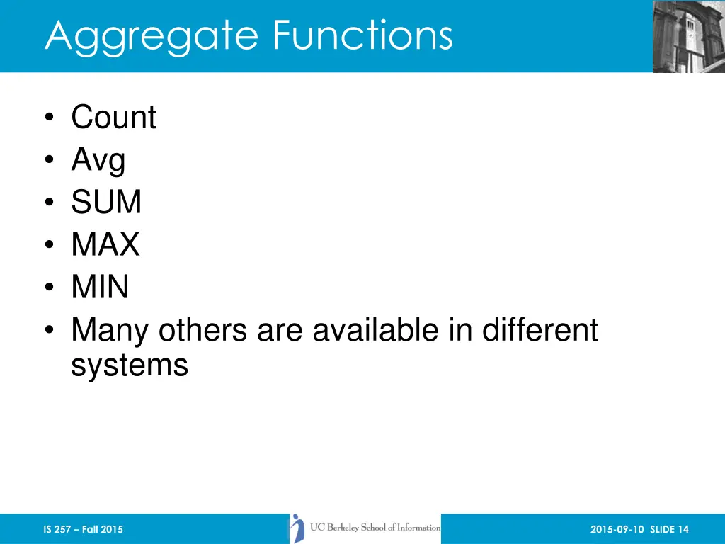 aggregate functions