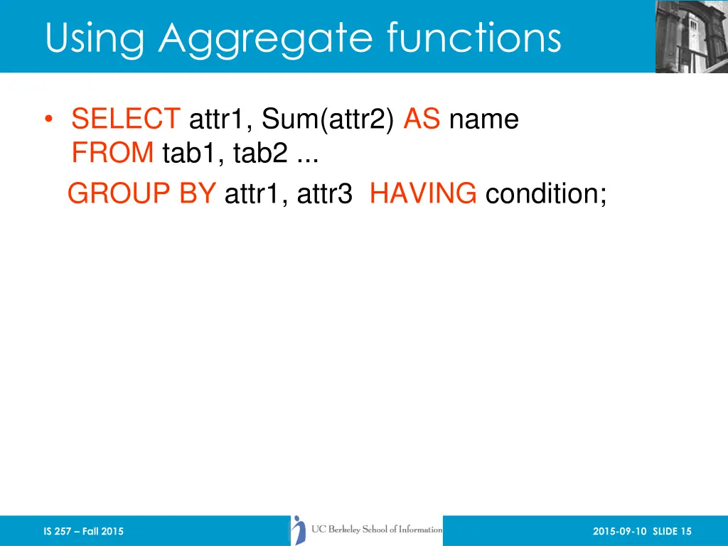 using aggregate functions
