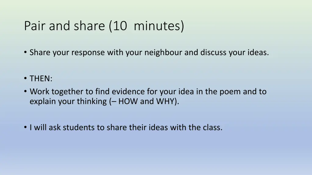 pair and share 10 minutes