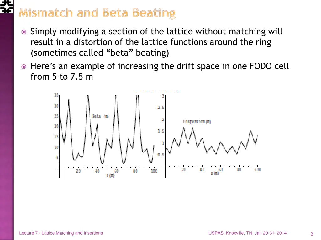mismatch and beta beating