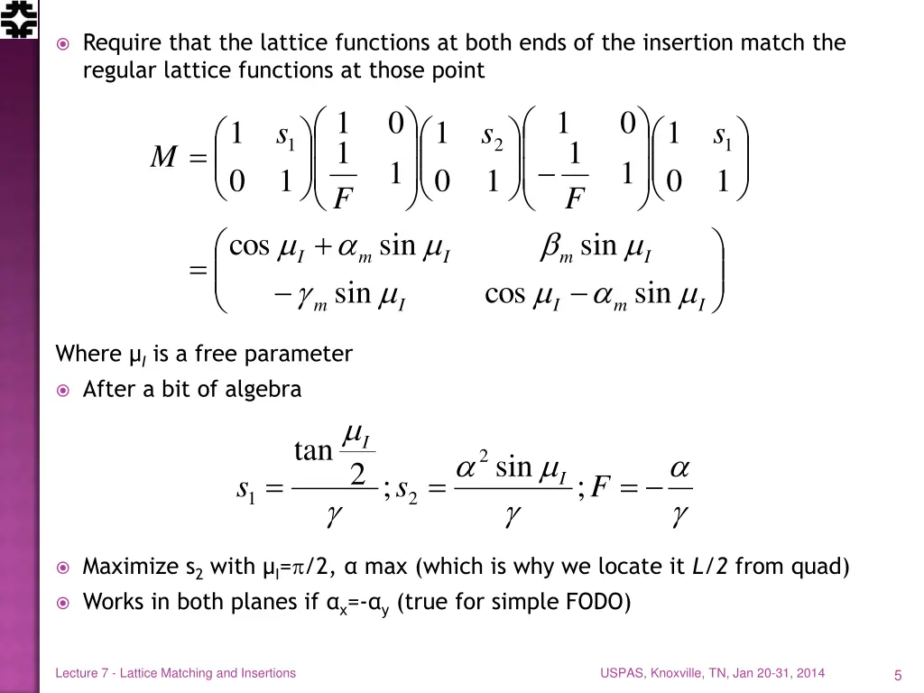 require that the lattice functions at both ends