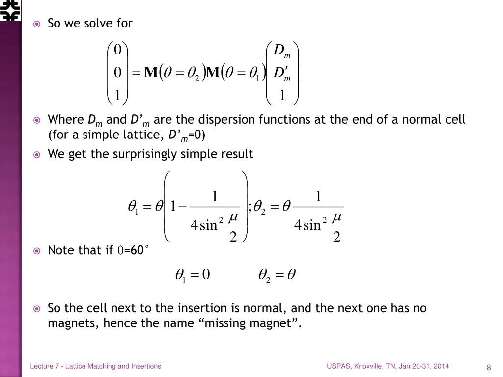 so we solve for