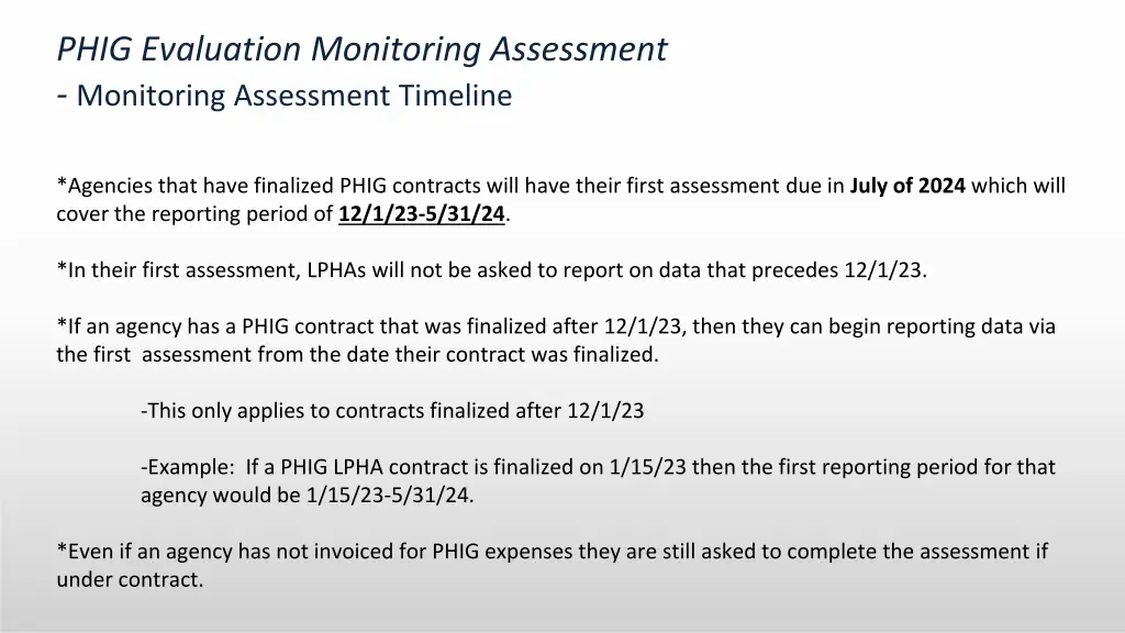 phig evaluation monitoring assessment monitoring