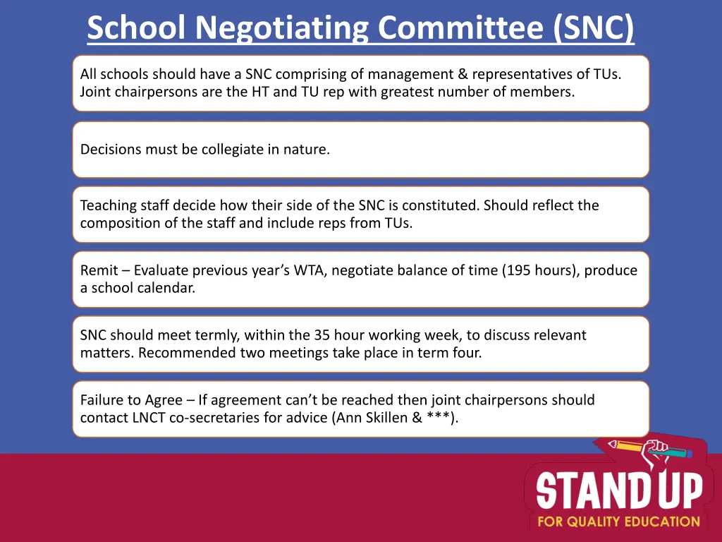 school negotiating committee snc