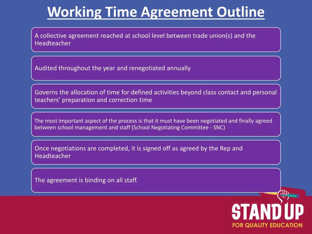 working time agreement outline