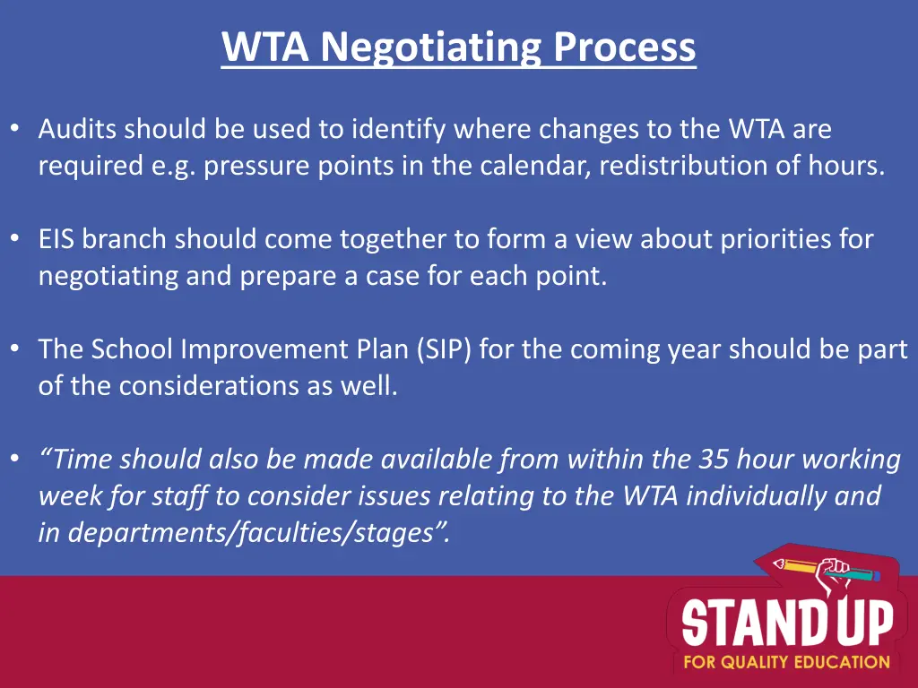 wta negotiating process