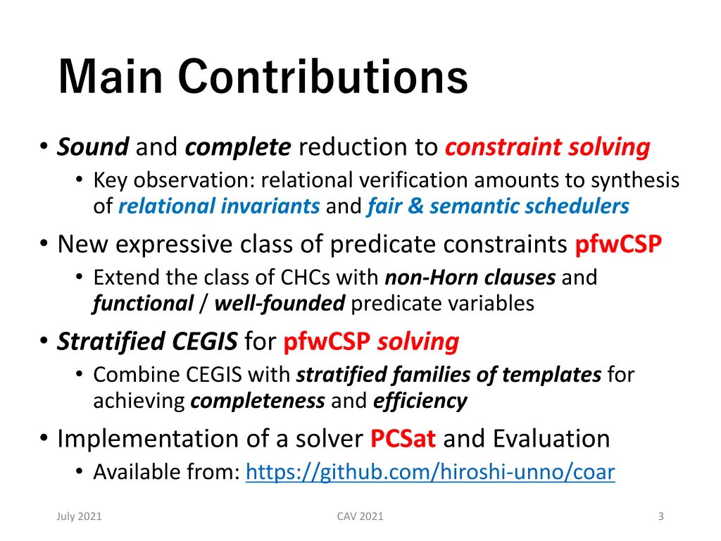 main contributions
