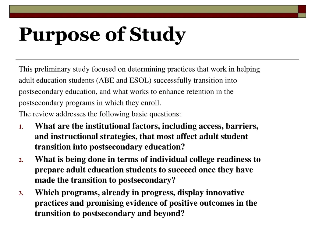 purpose of study