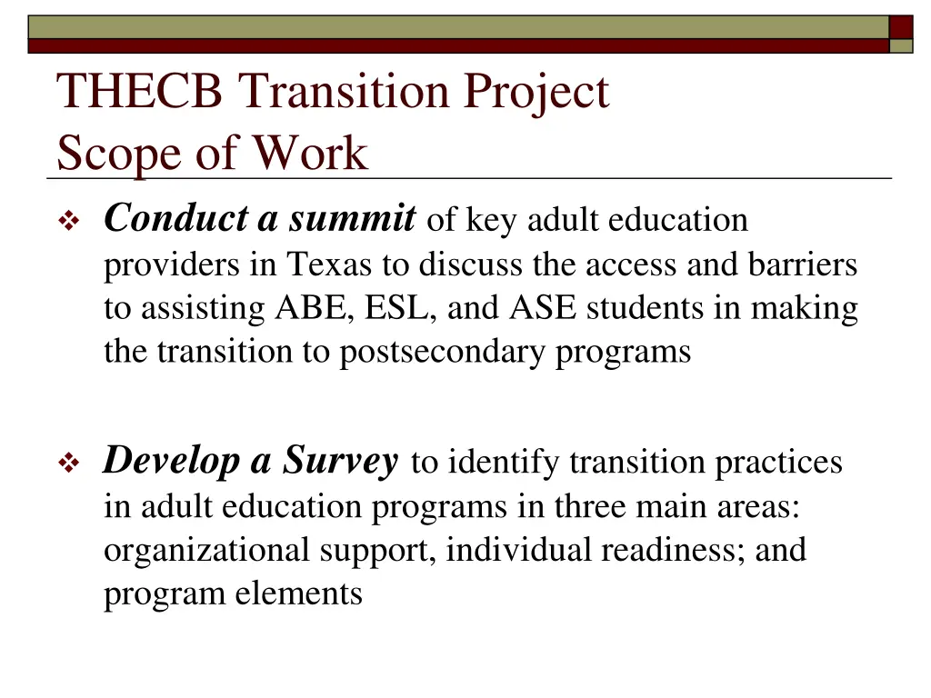 thecb transition project scope of work conduct 1