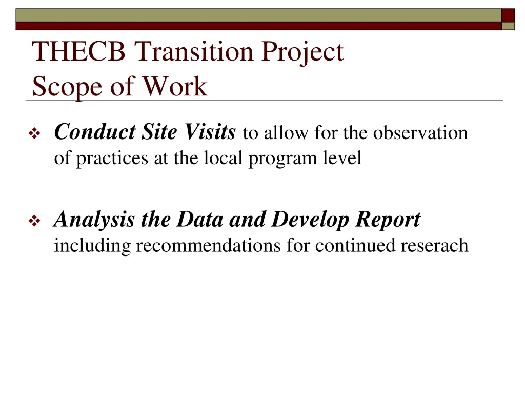 thecb transition project scope of work