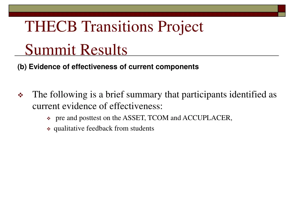 thecb transitions project summit results 2