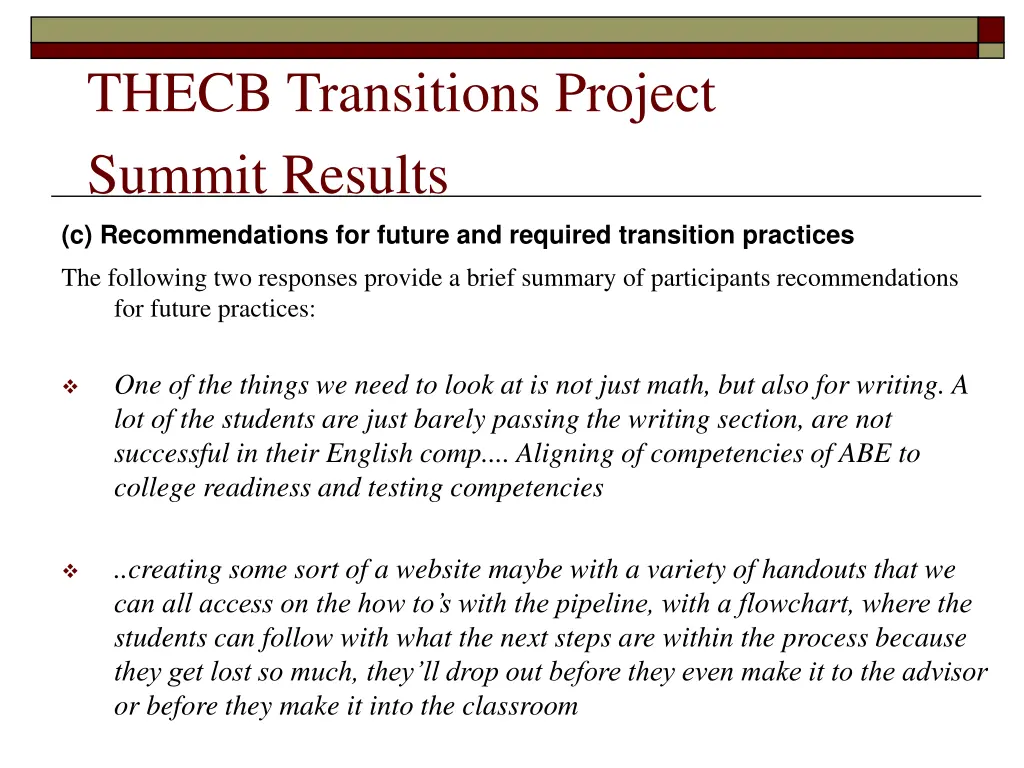 thecb transitions project summit results 3