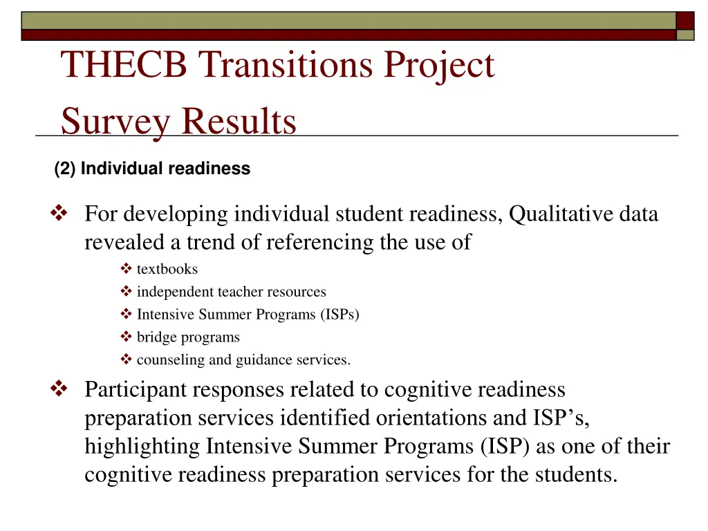 thecb transitions project survey results 3