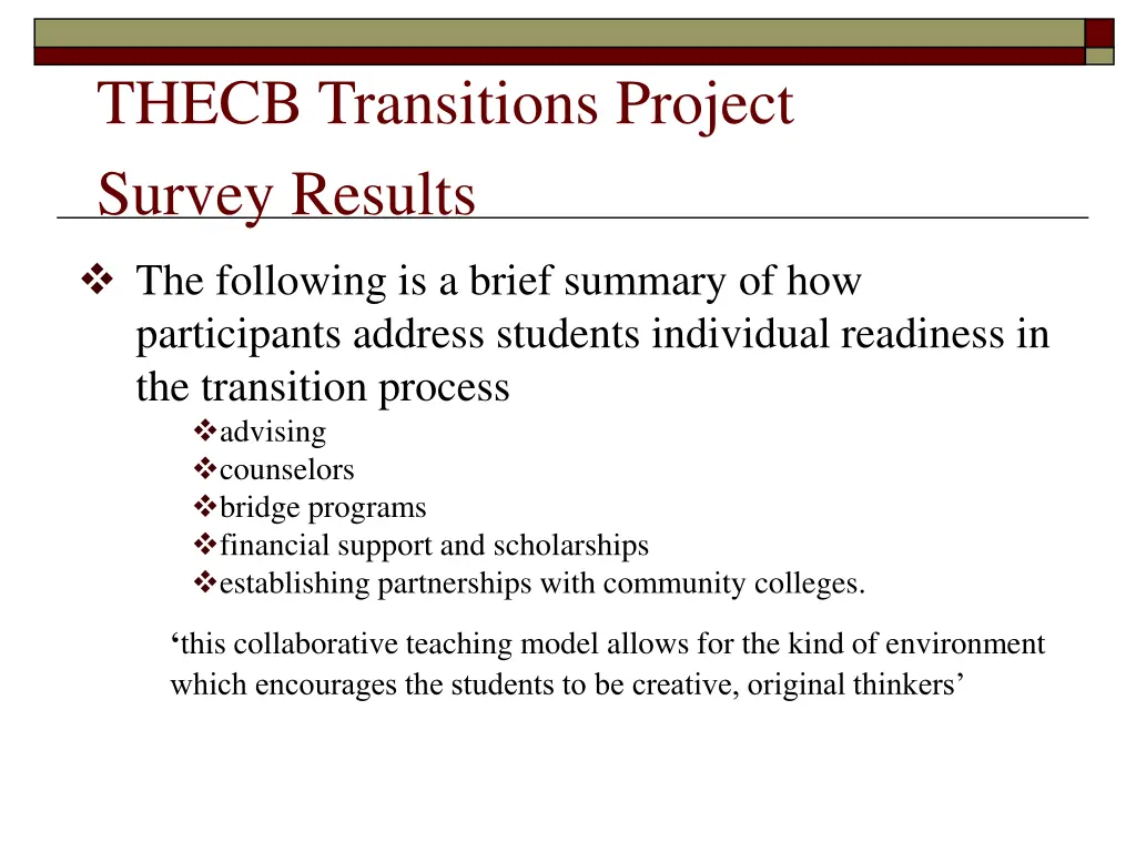 thecb transitions project survey results 5