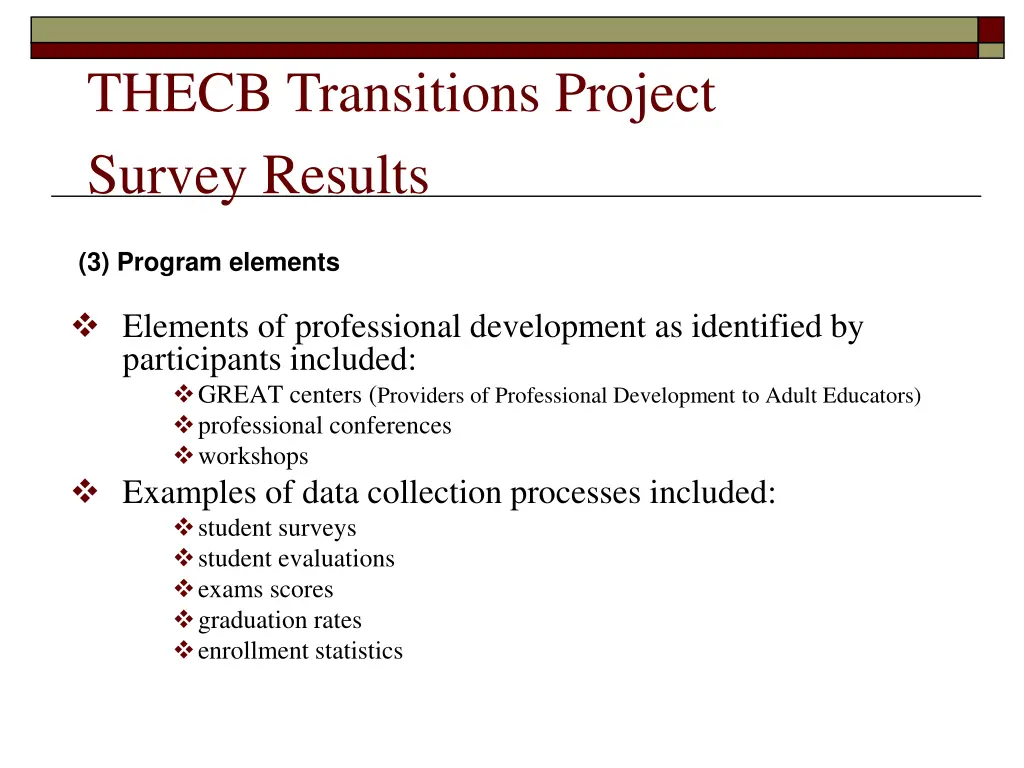thecb transitions project survey results 6