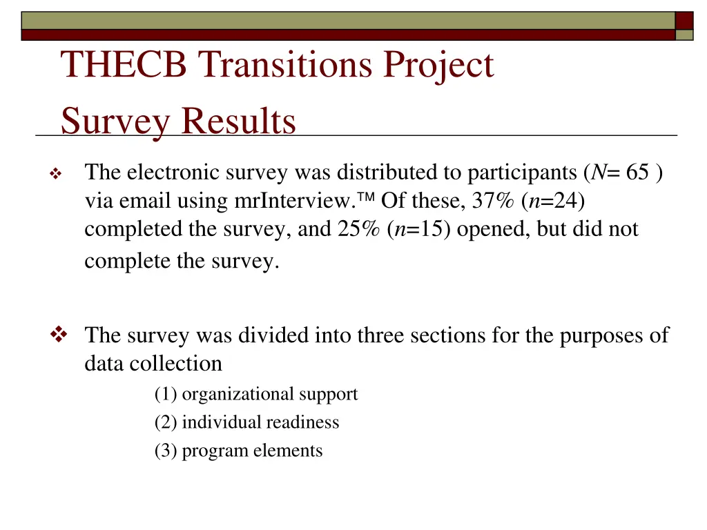 thecb transitions project survey results