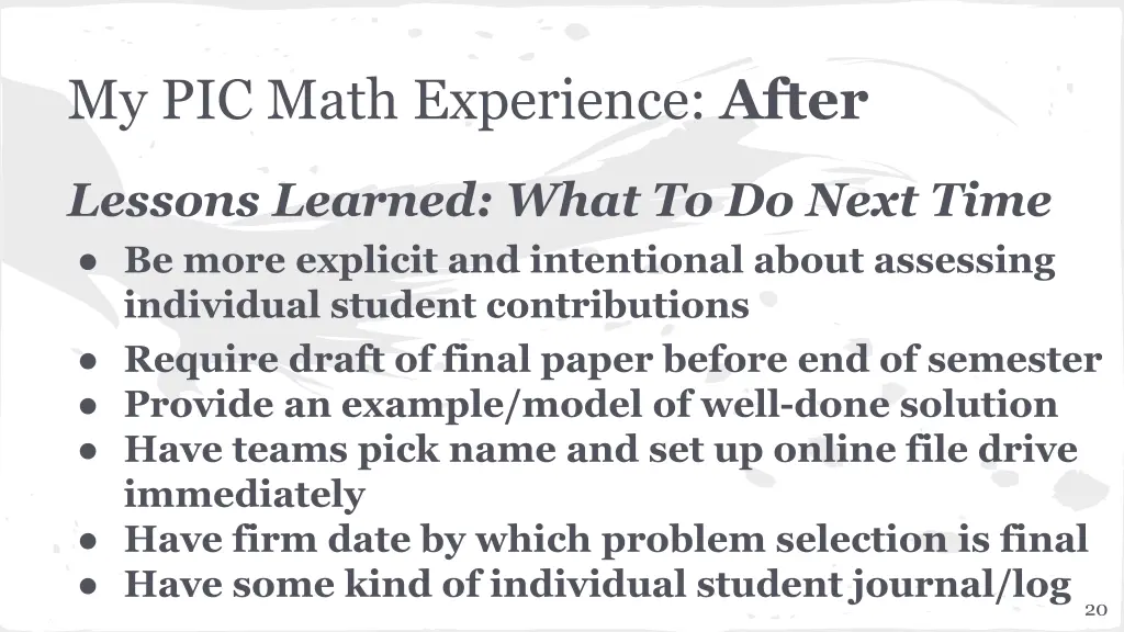 my pic math experience after 3
