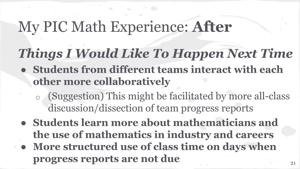 my pic math experience after 4