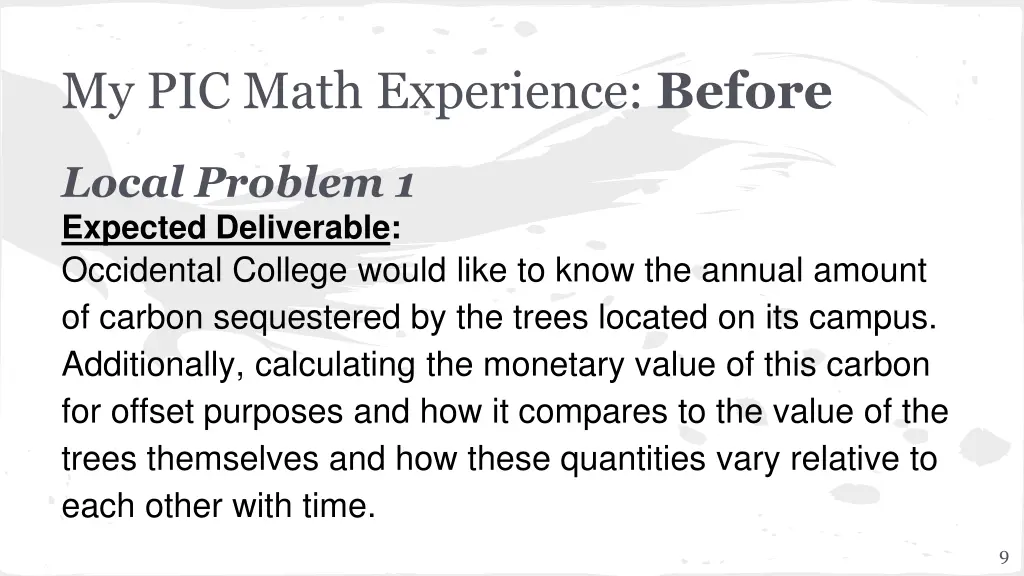 my pic math experience before 5
