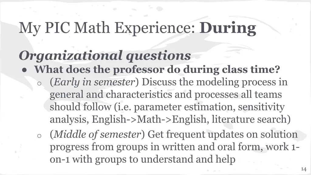 my pic math experience during 3