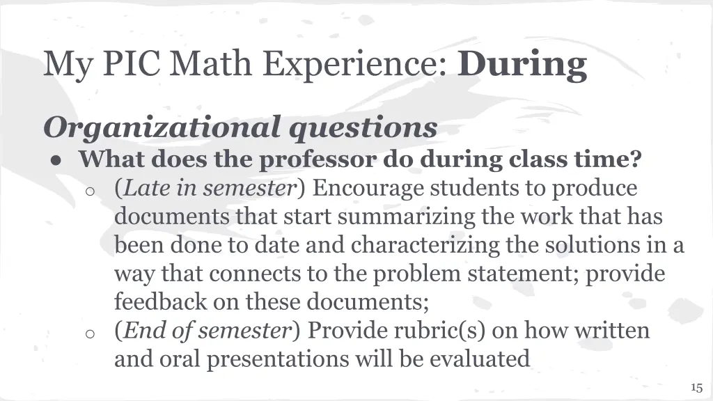 my pic math experience during 4