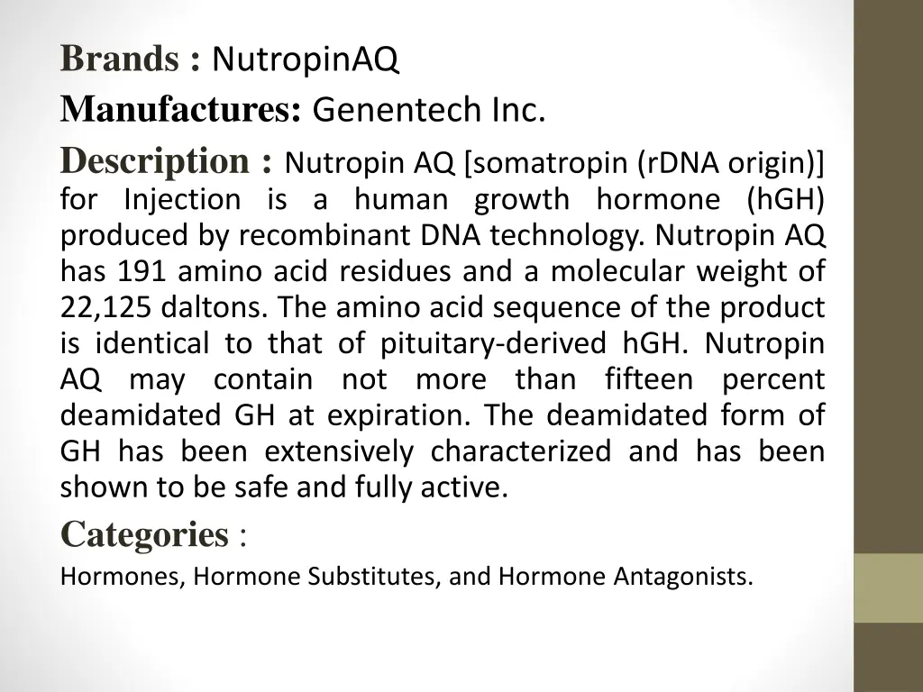 brands nutropinaq manufactures genentech