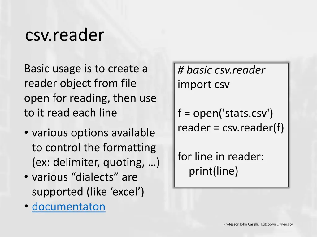 csv reader